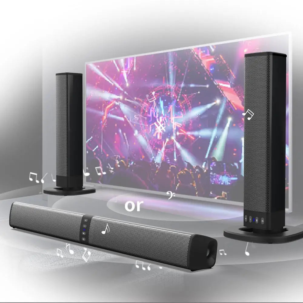 20W Powerful Wireless Soundbar Bluetooth Speaker with 3D Music Home Theater System Aux 3.5mm RCA TF Card Support for TV PC BS36