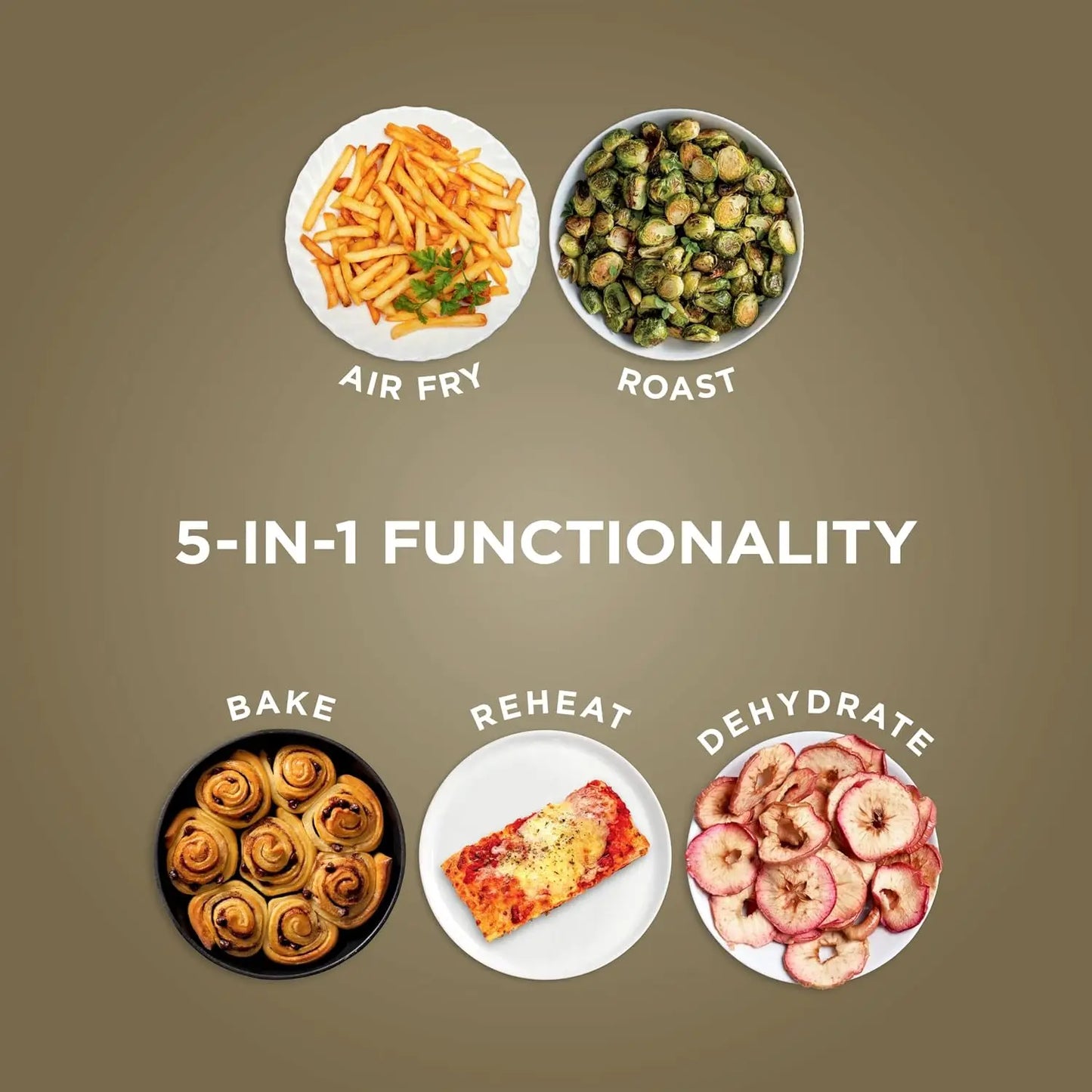 Air Fryer Pro 5-in-1 | 5 QT Capacity, Air Fry, Bake, Roast, Reheat, and Dehydrate, Air Crisp Technology | Nonstick Basket