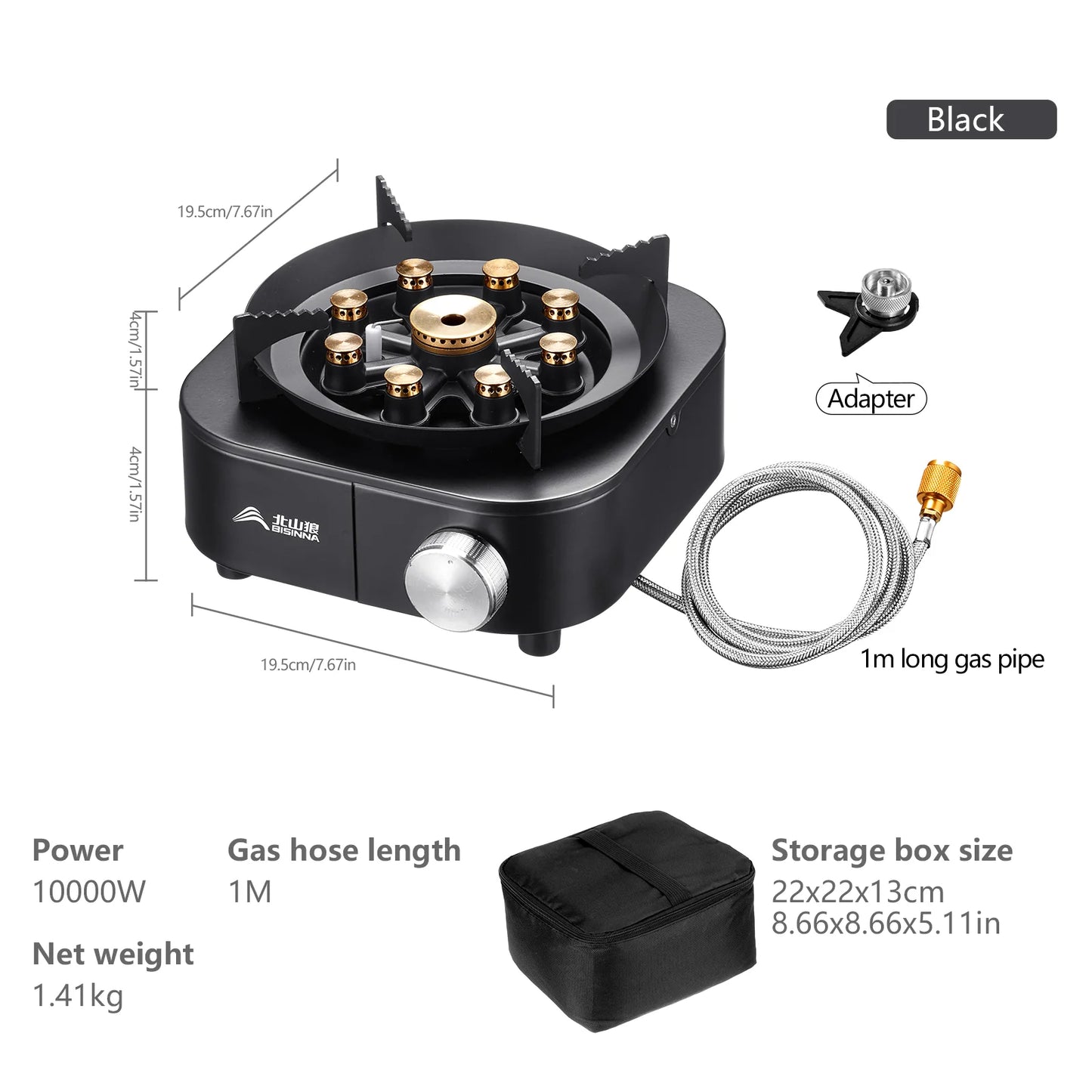 Portable Camping Gas Stove 10000W High Firepower Strong Fire Burner for Outdoor Trips Barbecue Picnic Hiking