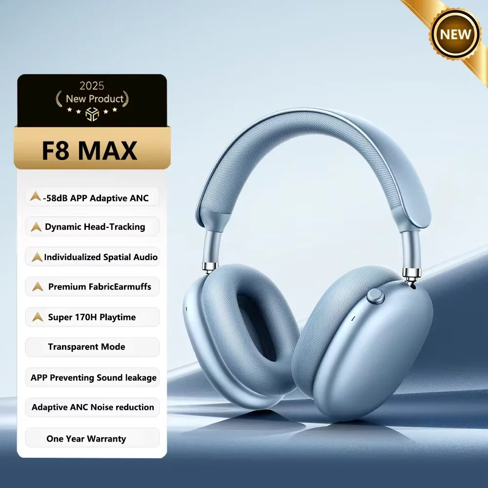 Wireless Headphones Head Tracking 3D Spatial Audio -52dB ANC HIFI Bluetooth Headset ENC HD Mic Low-Latency APP