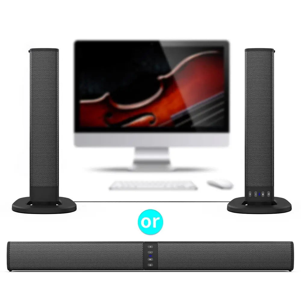 20W Powerful Wireless Soundbar Bluetooth Speaker with 3D Music Home Theater System  Aux 3.5mm RCA TF Card Support for TV PC BS36