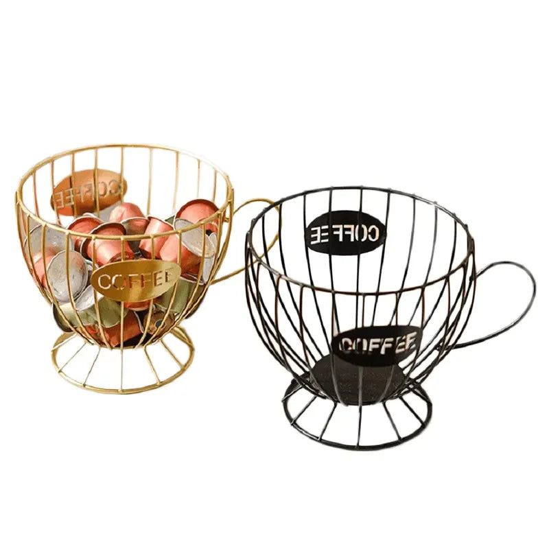 Metal Coffee Capsule Holder Large Capacity Cup Coffee Pod Organizer for Coffee Shop Bar Display Kitchen Storage Accessories
