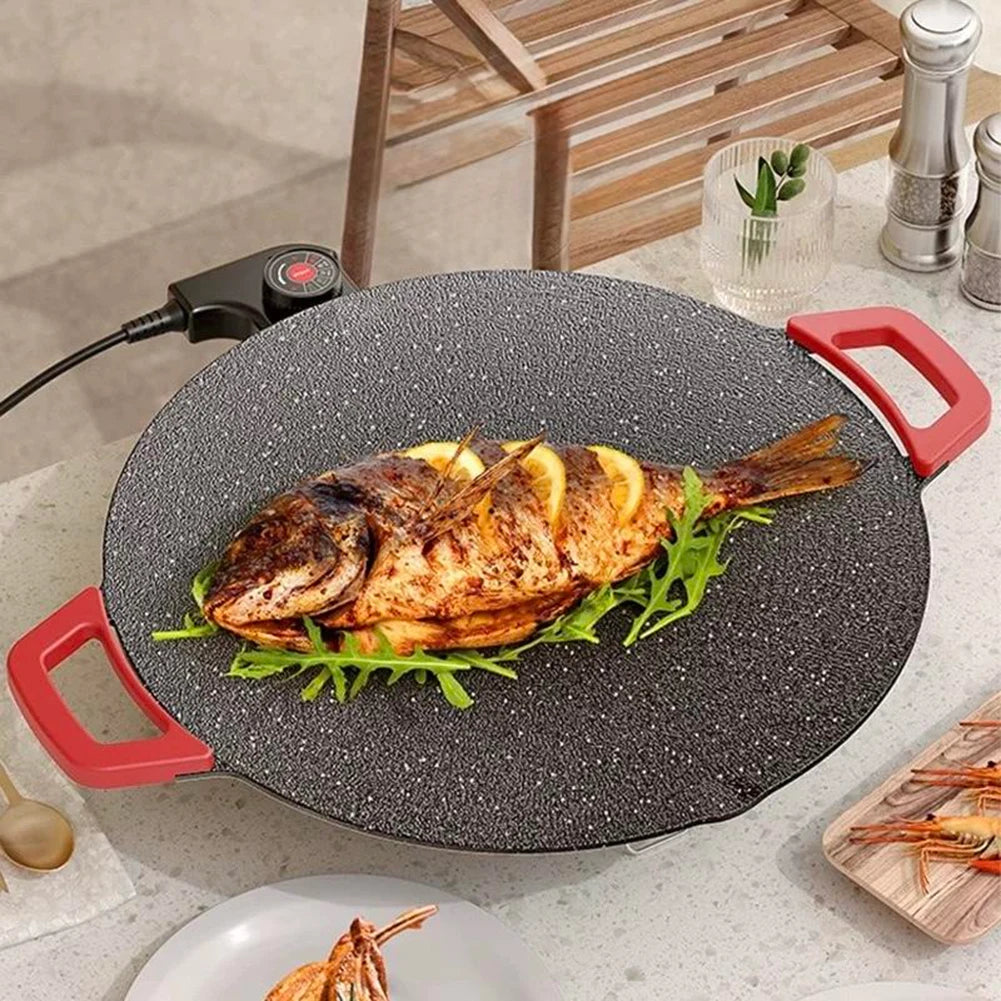 Electric Indoor Griddle Pan,Non-Stick Electric Bbq Grills,Portable Countertop Electric Grills Pan,For Family Gathering