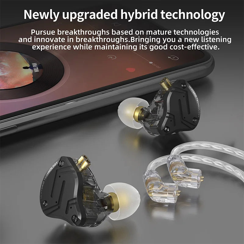 ZS10 Pro X 4BA 1DD Hybrid IEM 10mm Dynamic Driver In Ear Monitor Detachable 0.75mm 2Pin Cable Metal Shell Gaming HiFi Earbuds for Audiophile