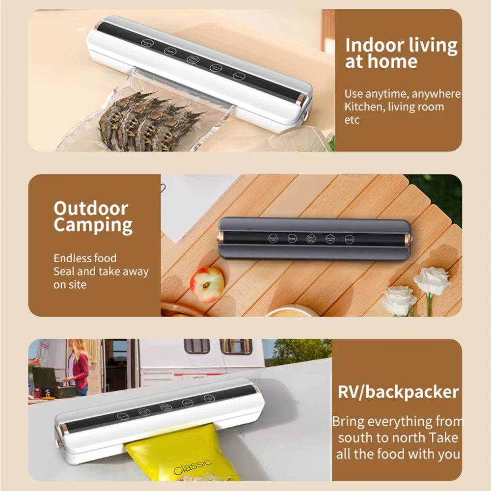 Wireless Charging Vacuum Food Sealer Machine 62KPa Mini Home Use Food Packaging Sealer Machine Plastic Seal Freshness Saving