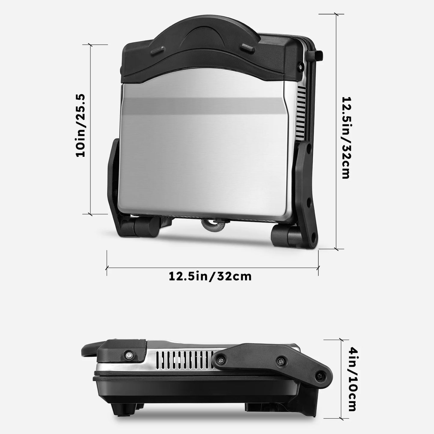 Stainless Steel Panini Press & Sandwich Maker | Non-Stick Indoor Electric Grill with Detachable Drip Tray, Easy to Clean for Gourmet Sandwiches