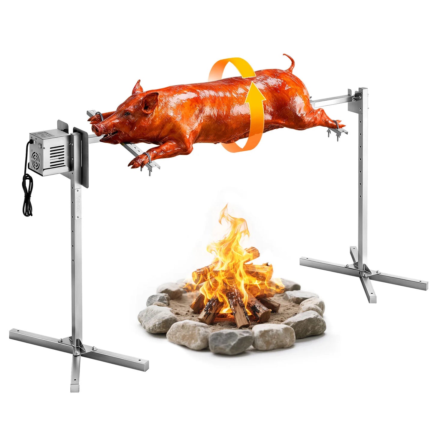 Rotisserie Grill 8 Level Height Electric Grill Kit 88/132 lbs Load Capacity Stainless Steel Grilling Kits for Parties