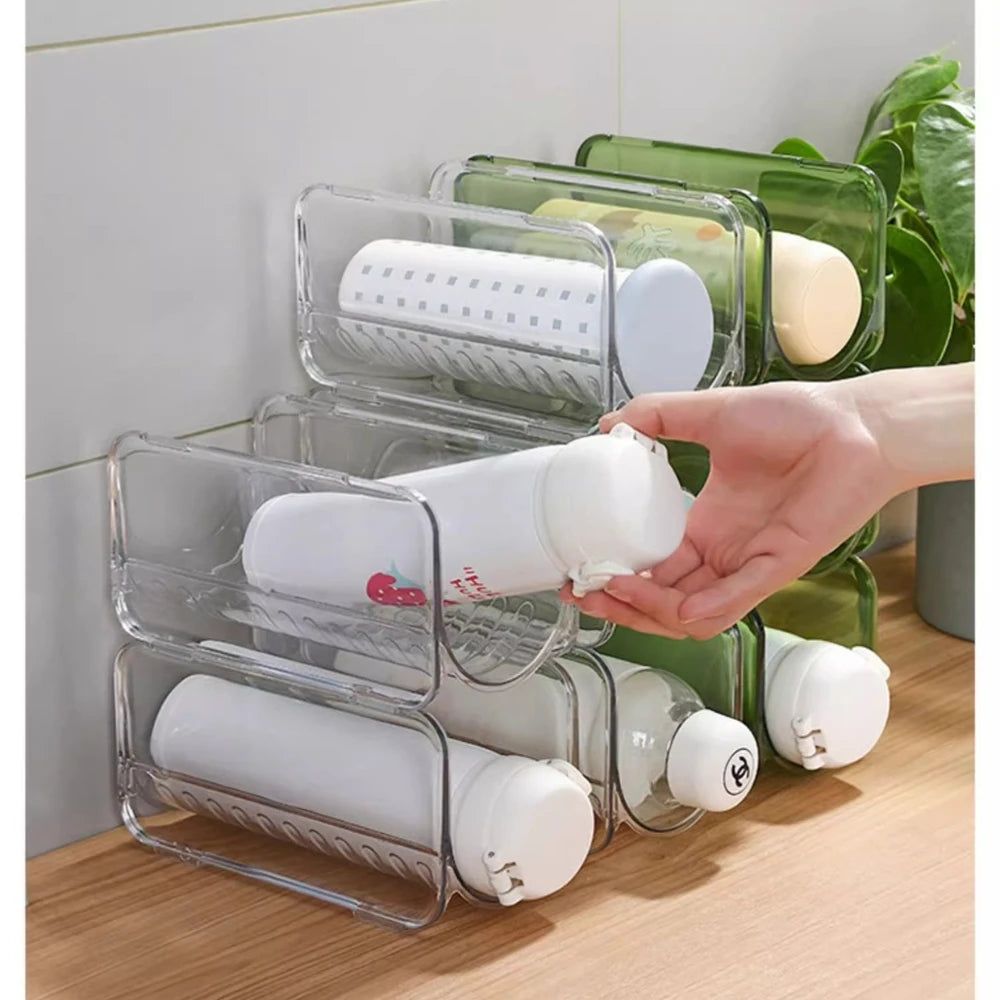 1Pc Bottles Storage Holder Rack Free-Standing Clear Water Wine And Drink Bottle Storage Shelf For Kitchen Cabinet Fridge Freezer