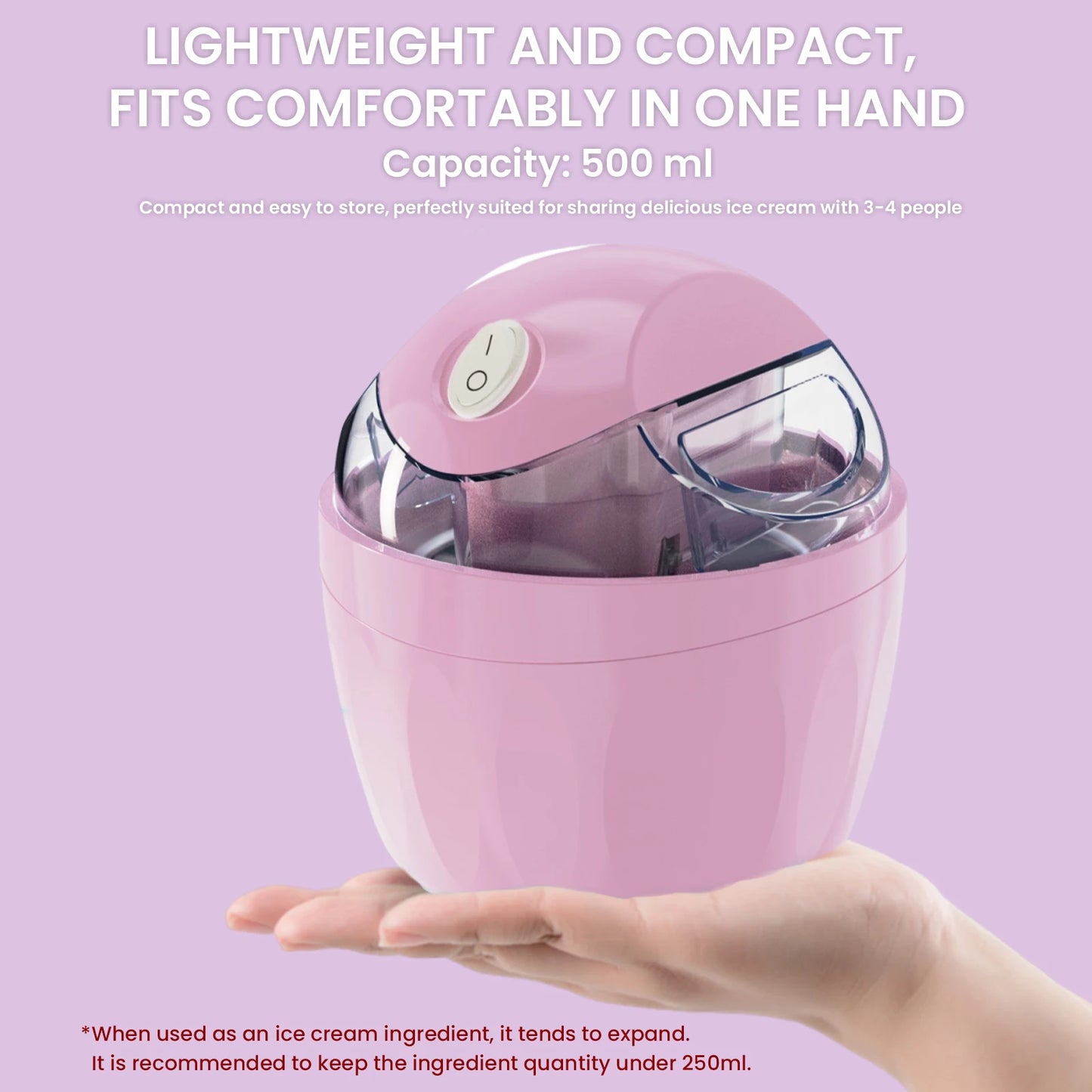 Electric Ice Cream Maker Mini Kitchen Appliance Sorbet and Frozen Yogurt Maker Dessert Maker for Summer Desserts for Kids