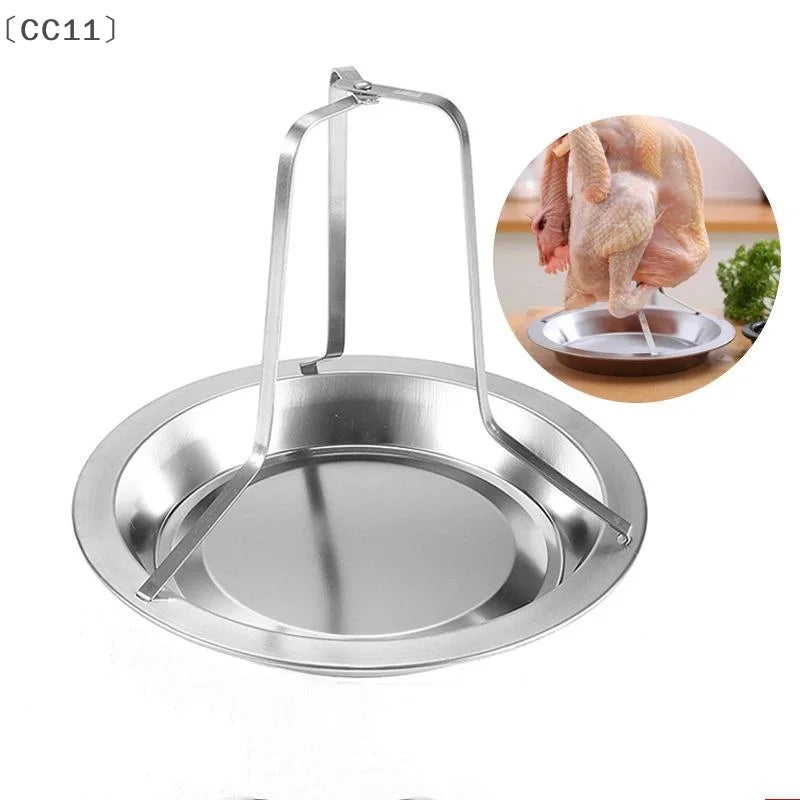 〔CC11〕Stainless Steel Chicken Roasting Stand Indoor Outdoor Cooking Tool Turkey Roasting Rack Chicken Holder Grill Oven Smoker