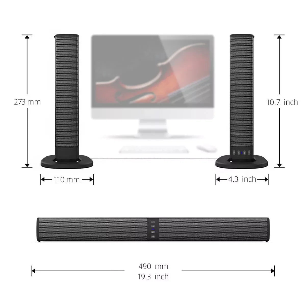 Portable 4 Speaker Soundbar Home Theater TV Wireless Speaker System Collocatable