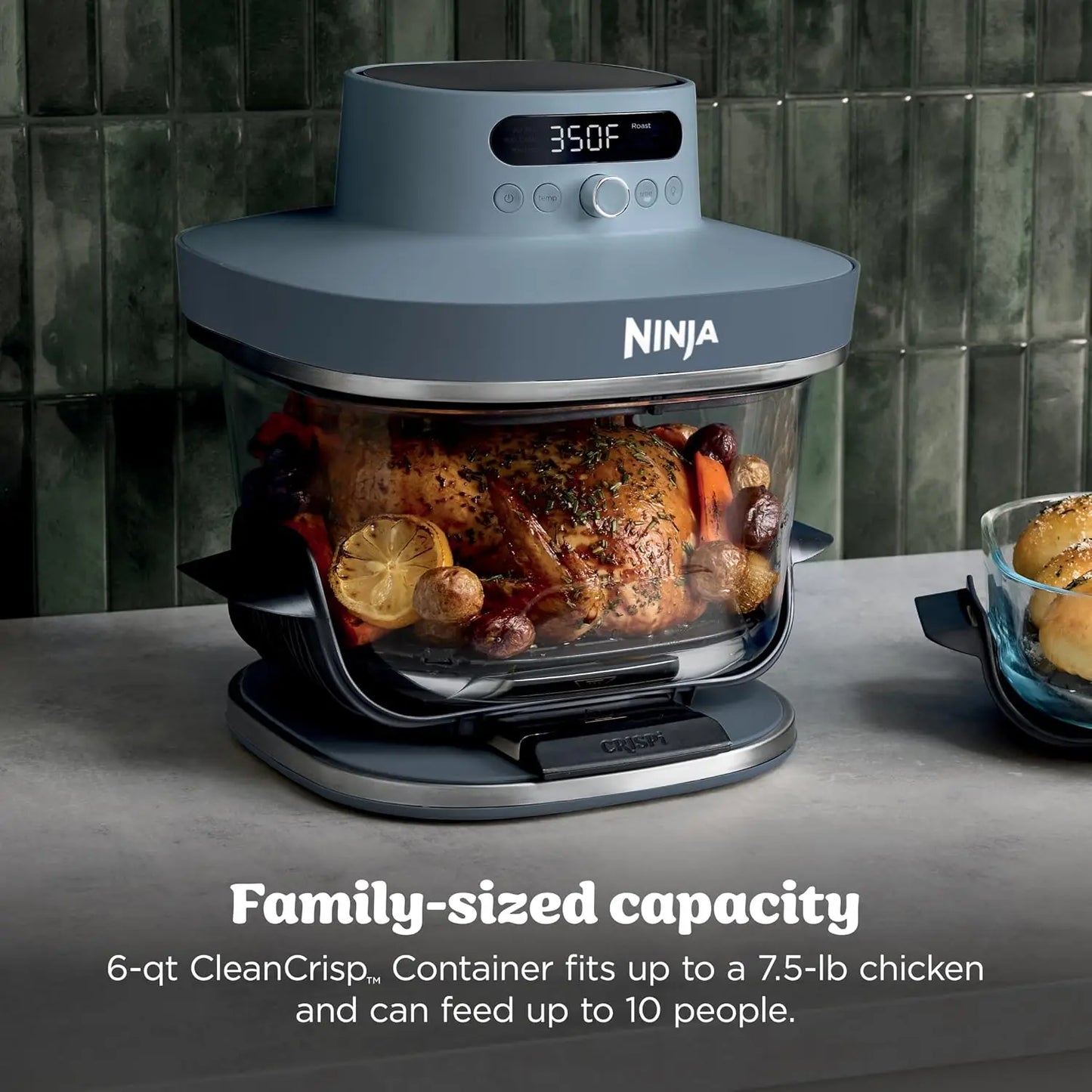6-in-1 Glass Air Fryer | With Nontoxic, 6qt & 2.5qt Containers & Lids | Microwave, Freezer, Dishwasher Safe | 4