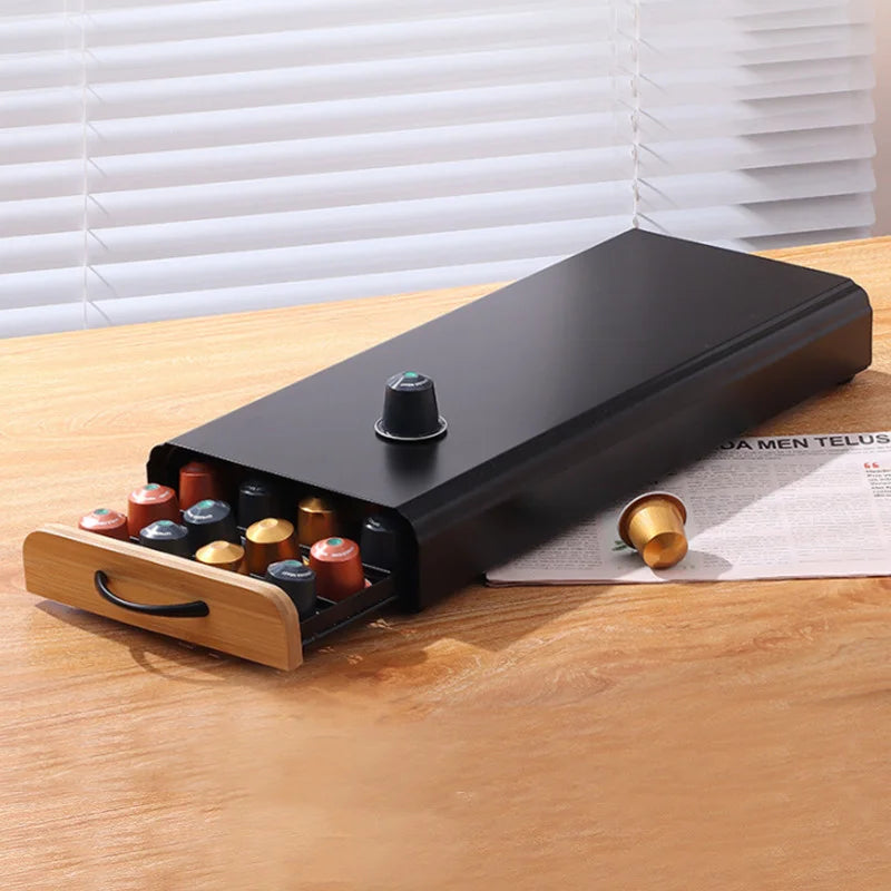40 Pods Coffee Capsule Organizer Storage Stand Metal Coffee Drawers Capsules Holder For Nespresso Coffee Capsule Drawer