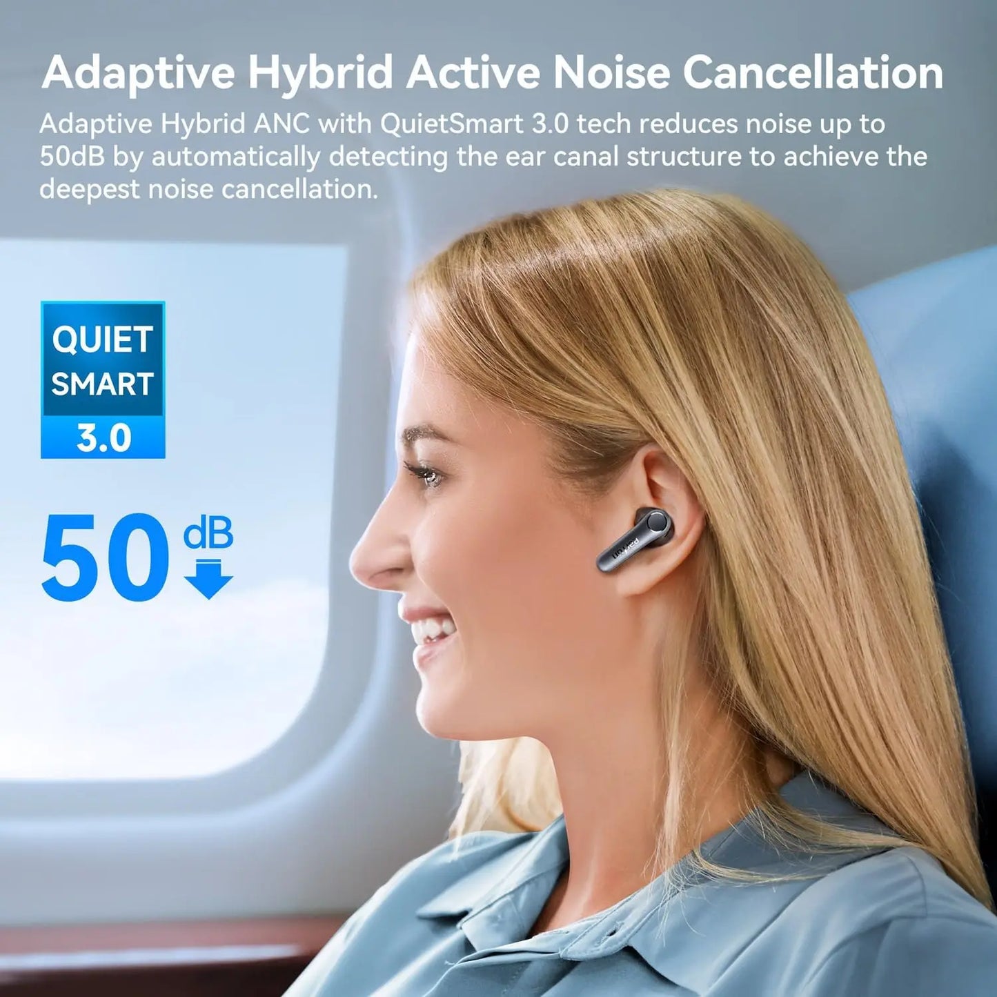 Adaptive Hybrid ANC Earbuds, Qualcomm Snapdragon Sound, aptX Lossless, 6 Mics AI CVC 8.0, LDAC, 52H Playtime, Bluetooth 5.4, In-Ear Detection