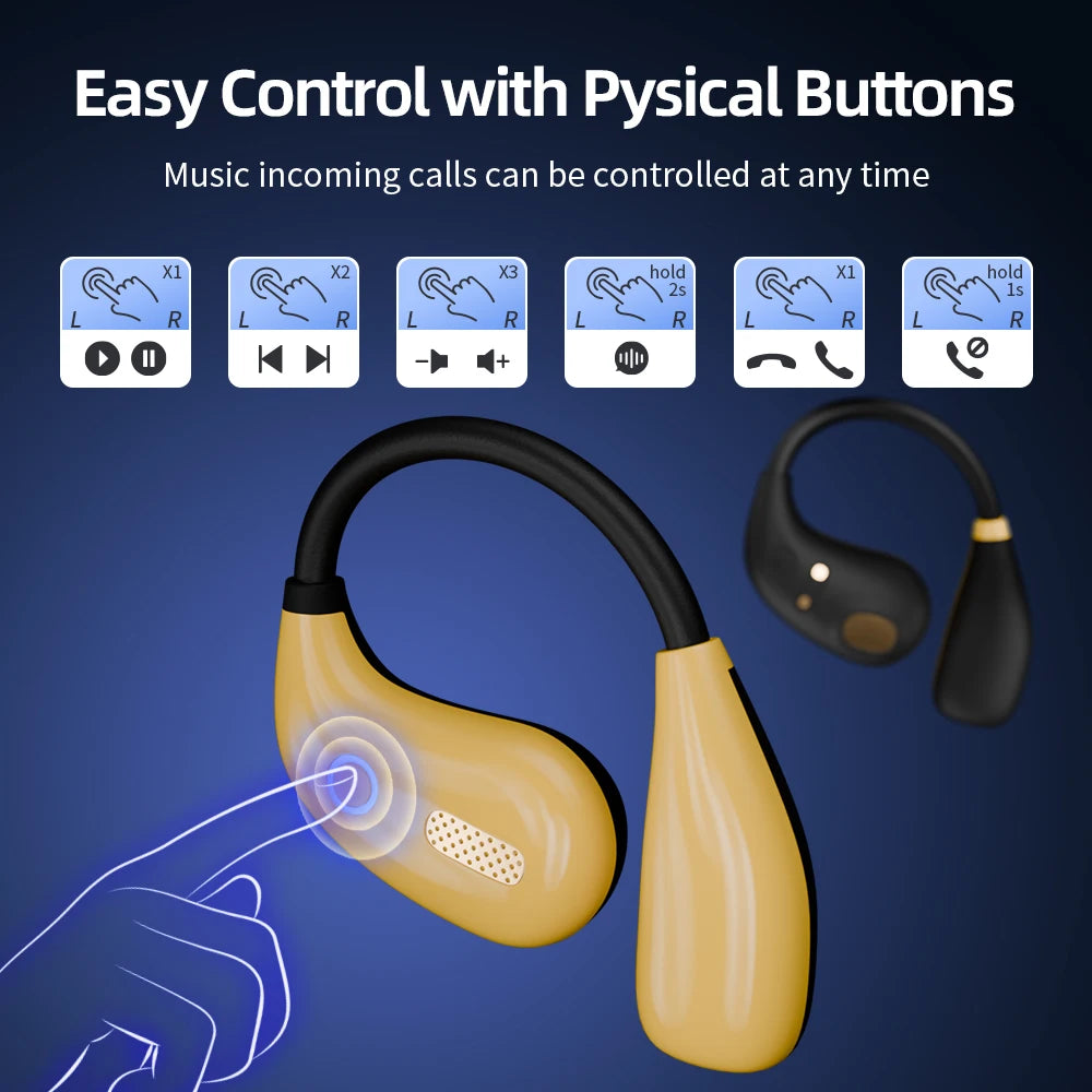Sports TWS Bluetooth 5.4 Earphones with Mic Wireless Headphones  Noise Canceling Earbuds In-Ear Waterproof Headsets