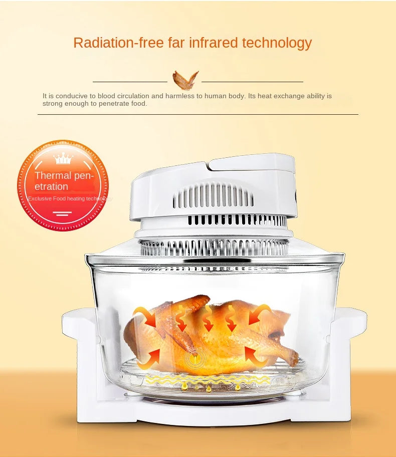 12L Oil-Free Air Fryer Smart Visual Glass Lightwave Multi-Function Electric Oven Household Air Oven Fryer