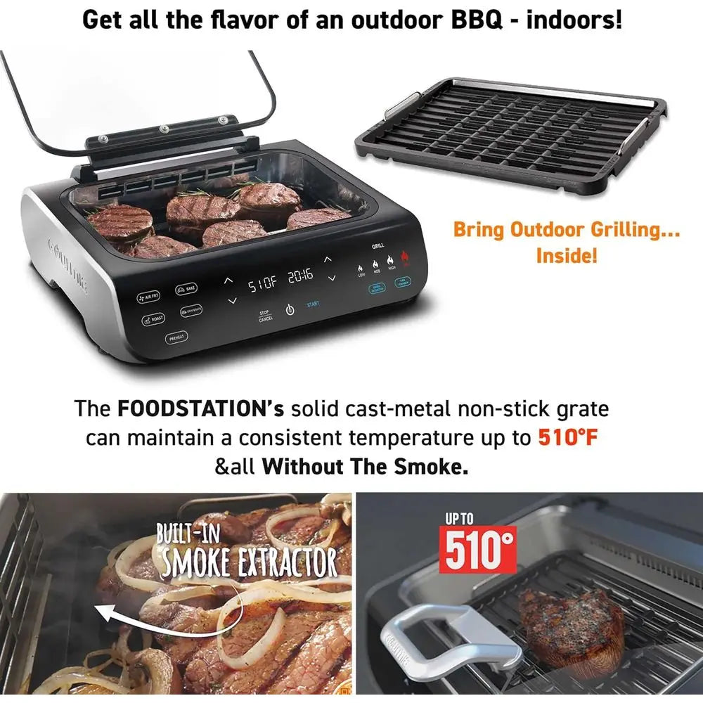 Extra-Large 6 Quart Indoor Raclette Grill with Smoke Extraction Technology and Nonstick Surface