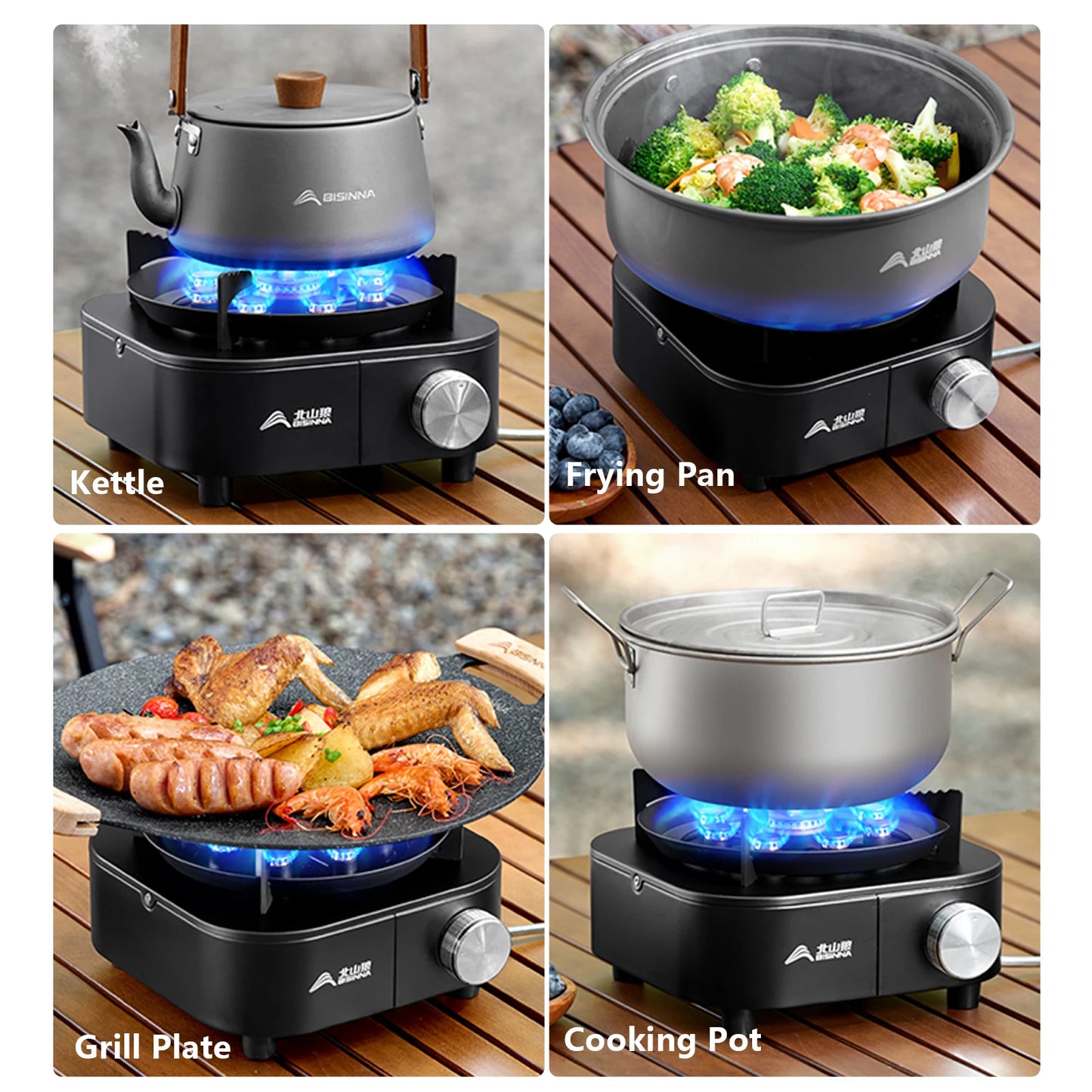 Portable Camping Gas Stove 10000W High Firepower Strong Fire Burner for Outdoor Trips Barbecue Picnic Hiking