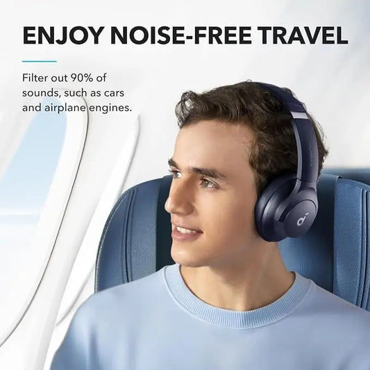 Hybrid ANC Headphones - Wireless Over-Ear BT - 40H Long ANC Playtime - Hi-Res Audio - Big Bass - Customize via an App - Transparency Mode (Refurbished)