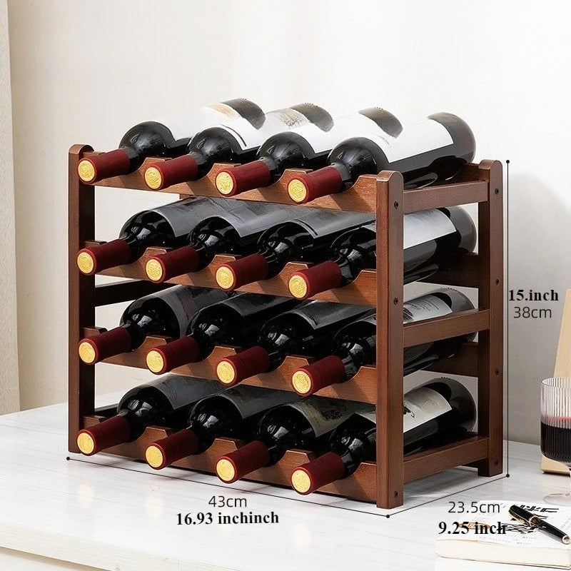 1Pc Premium Bamboo Wine Rack Multi-Tier Tabletop Wine Bottle Holder Space-Saving Countertop Display Rack for Home Kitchen Decor