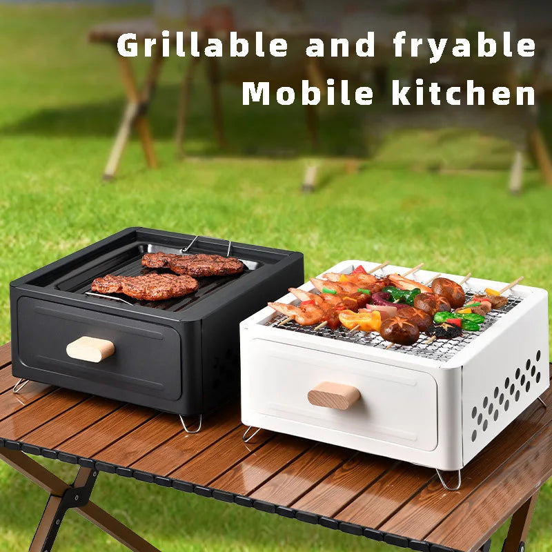 Outdoor BBQ Grill, Fireplace Charcoal Rack, Portable Outdoor Camping Fire Pit, Home Indoor and Patio BBQ Grill
