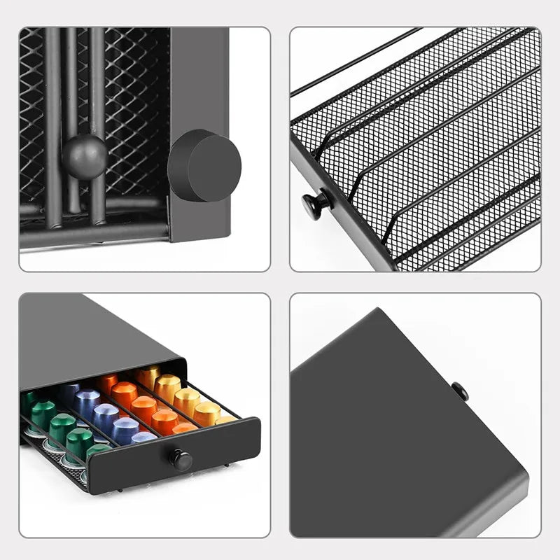 40 Nespresso Pods Coffee Drawer Holder Coffee Capsules Storage Rack Capsule Organizer Shelves for Home Drawer New Band