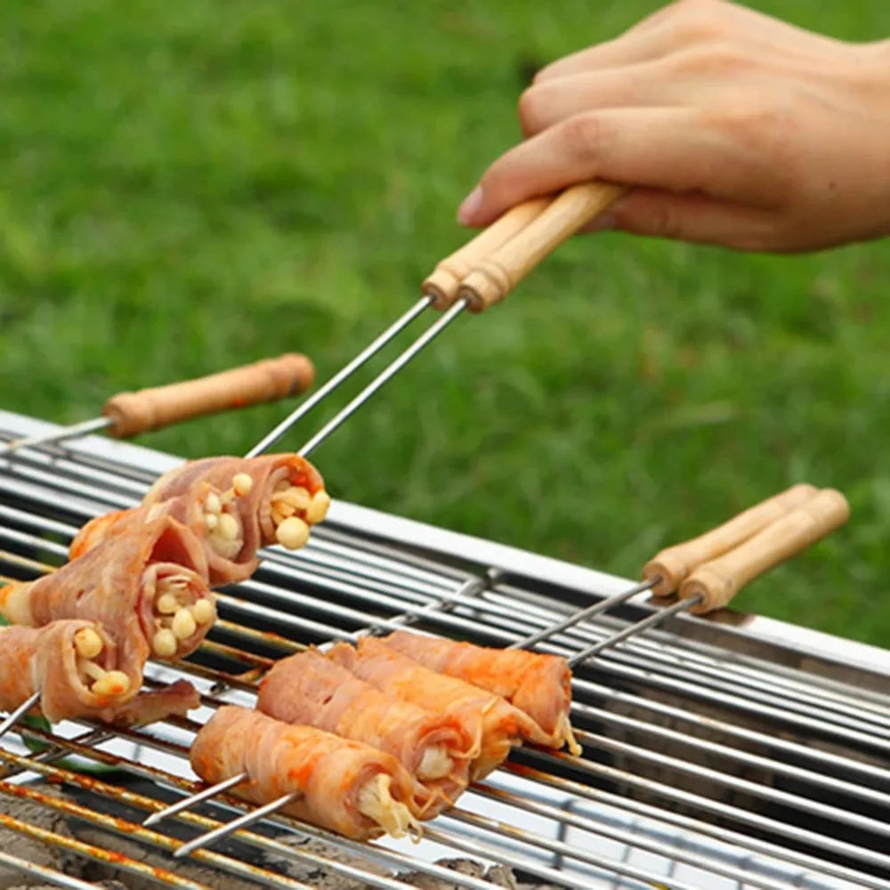 BBQ Fish Grill Basket, Picnic Barbecue Stick,Stainless Steel Vegetable Grilling Basket,Outdoor Grill Accessories,Barbecue Skewer