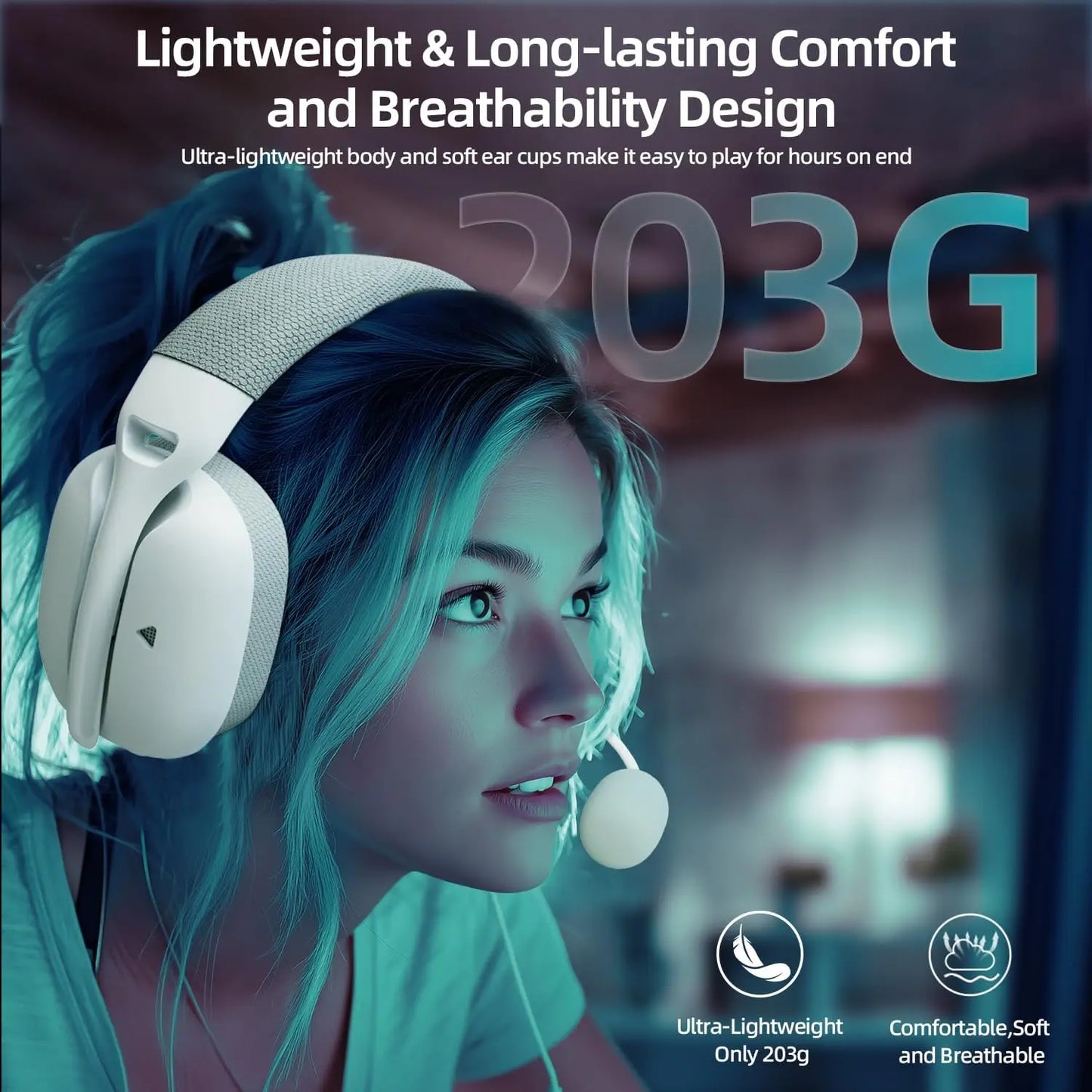 PRO Gaming Headset, Lightweight Over-Ear Gaming Headphones