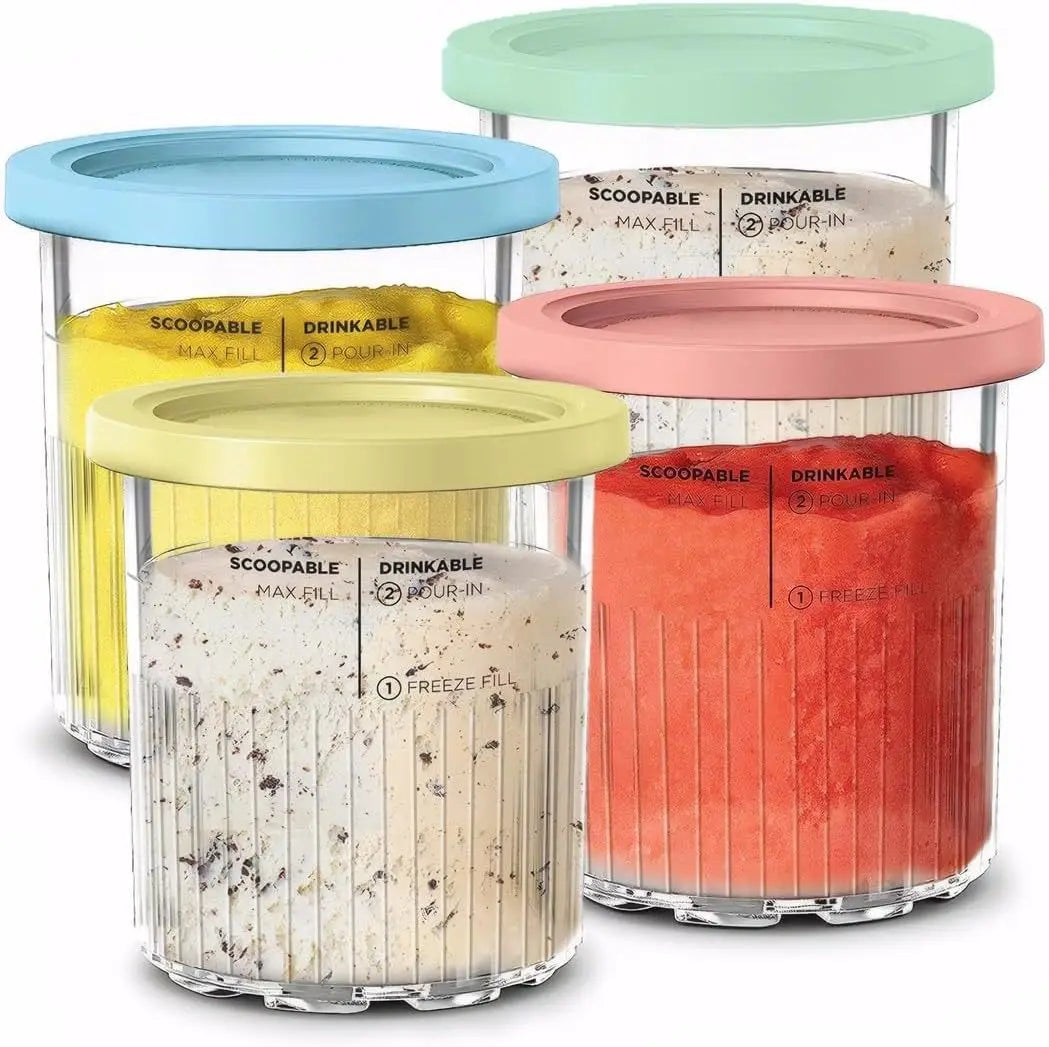 Containers Replacement for NC500/501 Ninja Creami Deluxe Pints Lids Creamy Ice Cream Containers Cups Set Family Size Compatible