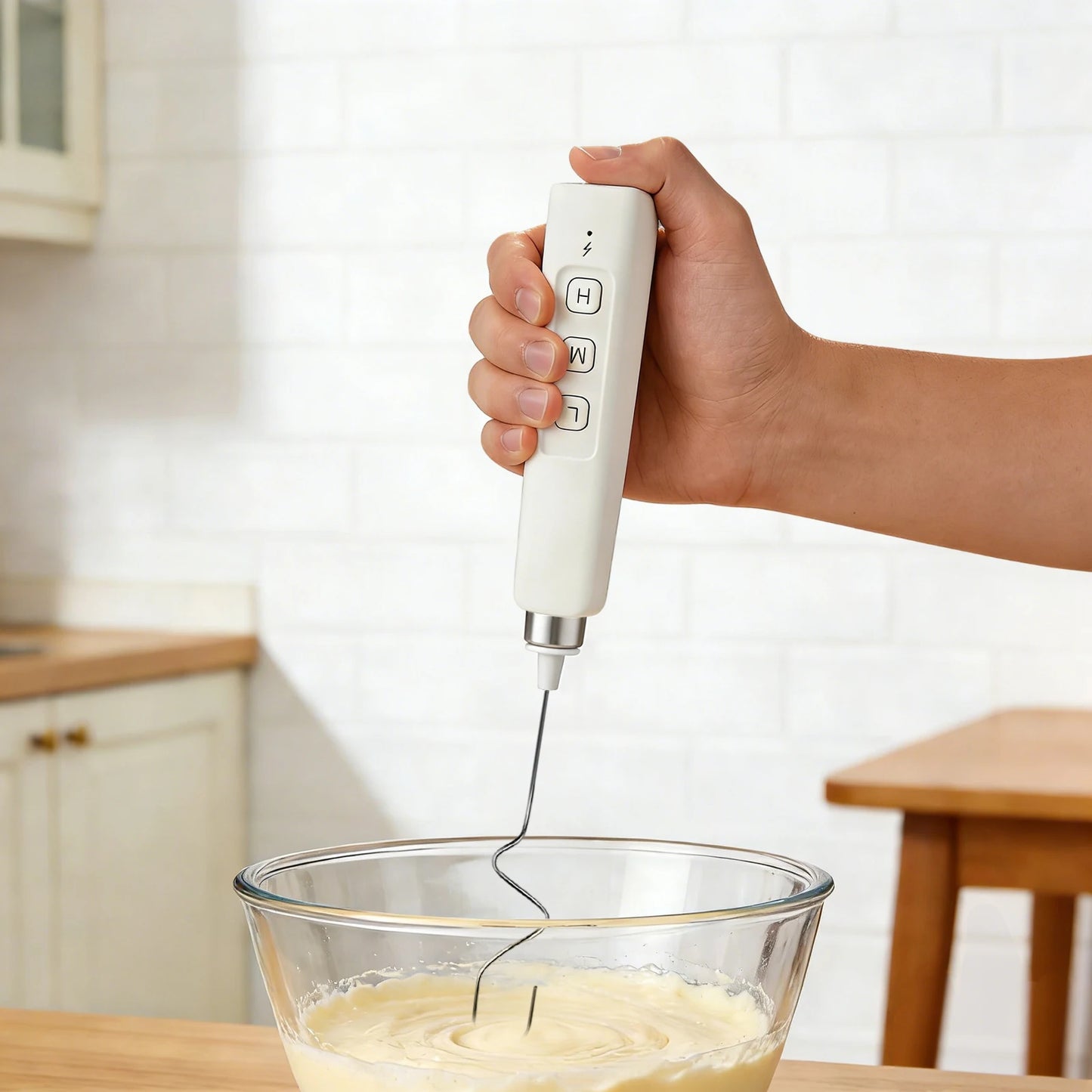 2.5W Rechargeable Handheld Milk Frother, 3 Speed Adjustable Electric Egg Beater Mixer, Stainless Steel Mini Frother Wand for Coffee, Protein Shakes