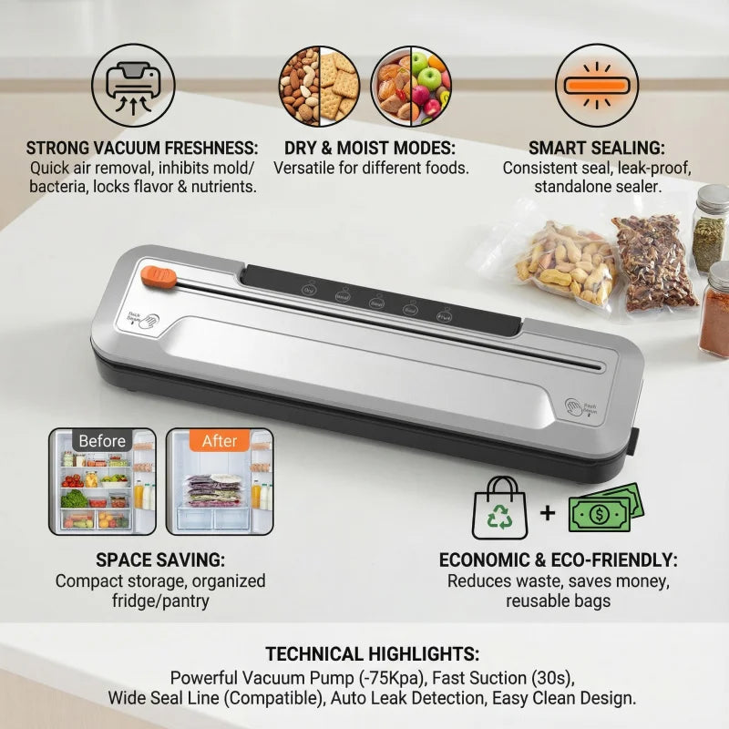 Fully Automatic Household Vacuum Sealer Packaging Machine Small Fresh-Keeping Sealer Plastic Sealer Vacuum Compression