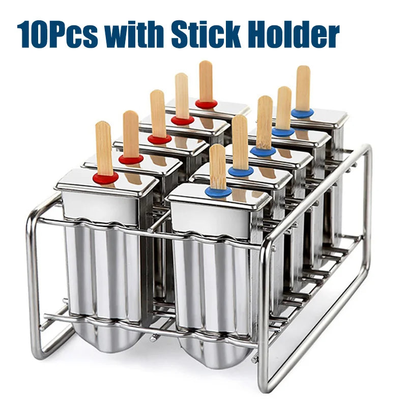 Stainless Steel Popsicle Maker Homemade Ice Cream Mold with Popsicle Holder