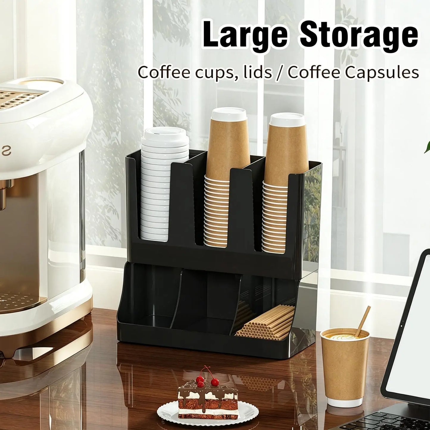 Coffee Organizer Station Large Capacity Storage Rack Coffee Station Organizer for Countertop for Pods Tea Packets Condiment