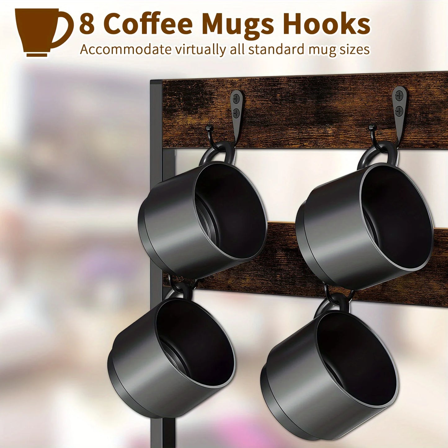 coffee pod Holder Drawer with Mug Rack – Compact Coffee Pod Organizer for Countertop, Sturdy Storage for Up to 35 Pods, Fits Most Sin