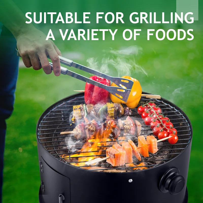 Charcoal Smoker Grill 3-in-1 Outdoor Vertical Smoker Portable Meat Cooking Appliance