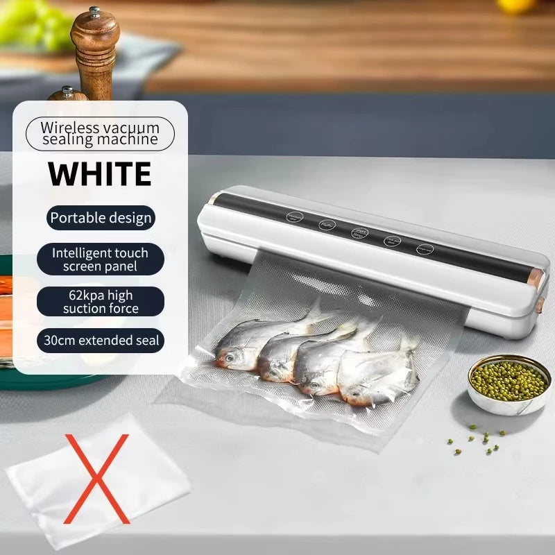 Wireless Charging Vacuum Food Sealer Machine 62KPa Mini Home Use Food Packaging Sealer Machine Plastic Seal Freshness Saving