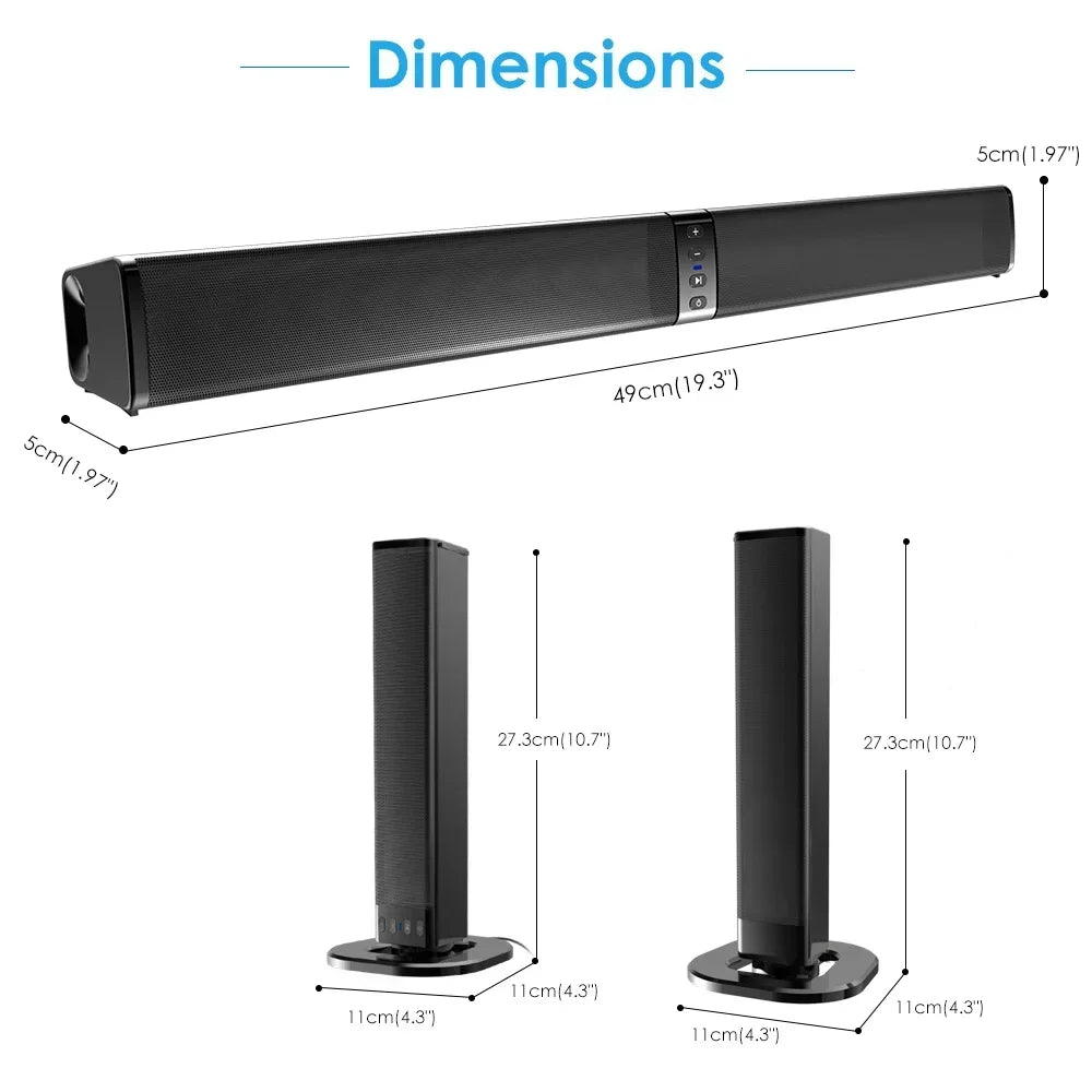 Soundage 20W Wireless Bluetooth Speaker Stereo Home Theater System Detachable Combo Sound Bar Subwoofer Speaker for TV/PC