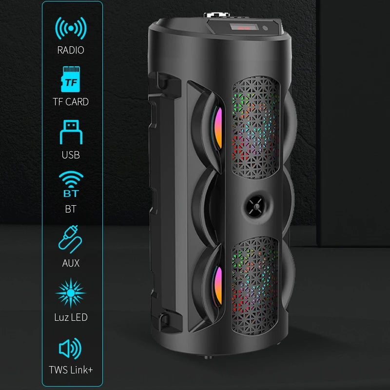 Bluetooth Speaker Dual Speaker Stereo Outdoor Tfusb Playback Fm Voice Broadcasting Portable Subwoofer 50 Wireless Speaker