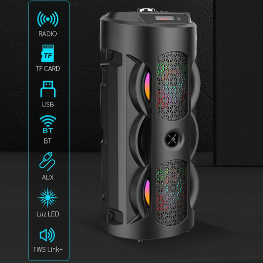 Bluetooth Speaker Dual Speaker Stereo Outdoor Tfusb Playback Fm Voice Broadcasting Portable Subwoofer 50 Wireless Speaker