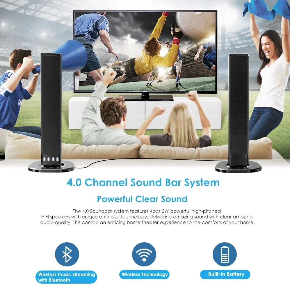 Soundage 20W Wireless Bluetooth Speaker Stereo Home Theater System Detachable Combo Sound Bar Subwoofer Speaker for TV/PC