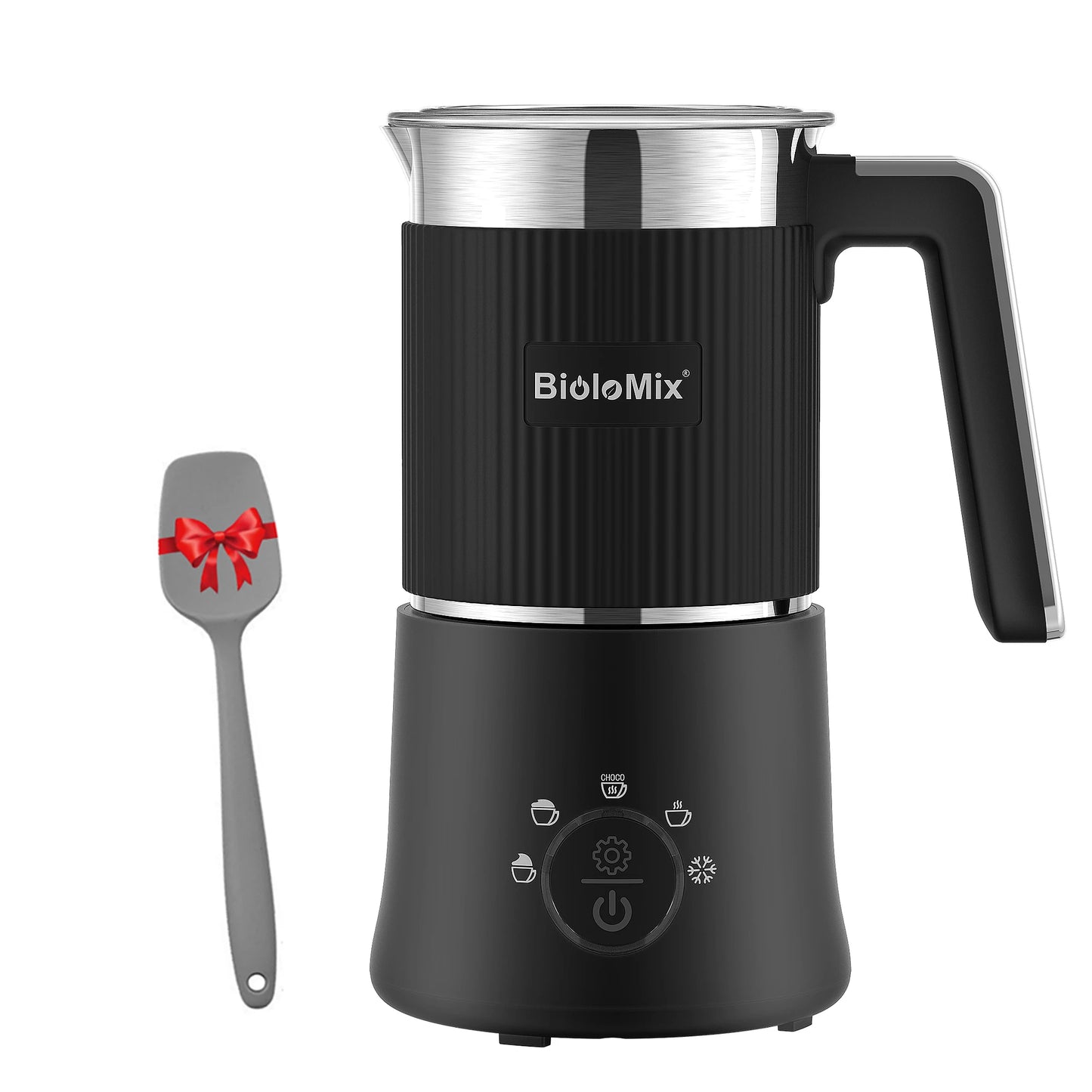BioloMix 5-in-1 Automatic Hot/Cold Foam and Hot Chocolate Maker,Detachable Milk Frother and Steamer,Dishwasher Safe