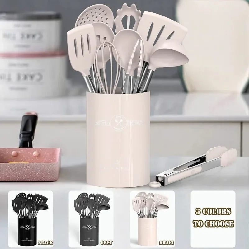 43 piece heat-resistant silicone kitchen utensil set, suitable for non stick cookware