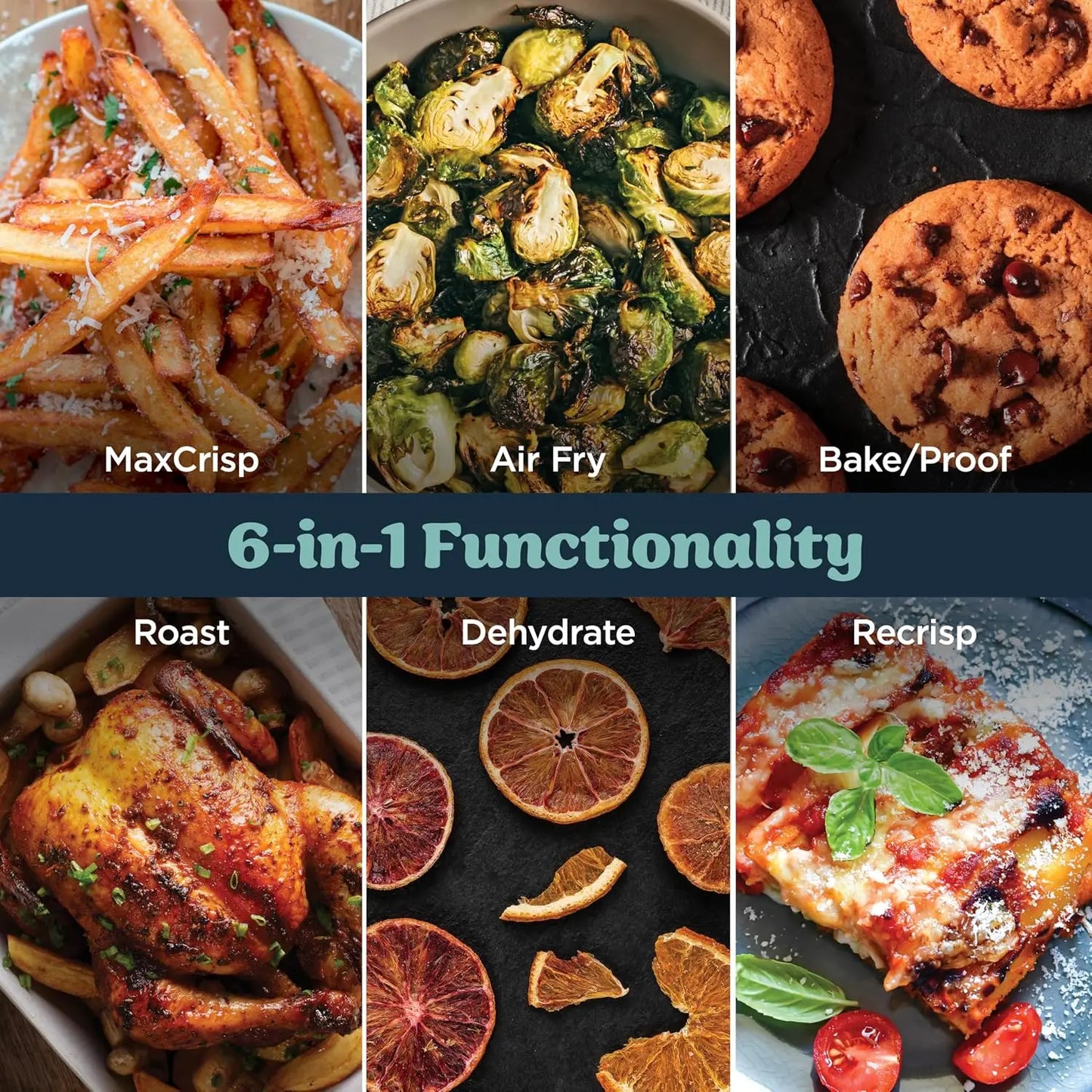 6-in-1 Glass Air Fryer | With Nontoxic, 6qt & 2.5qt Containers & Lids | Microwave, Freezer, Dishwasher Safe | 4