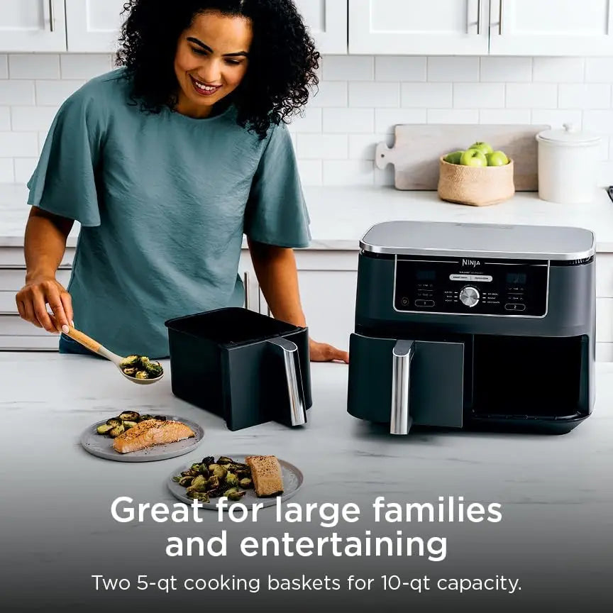10 Quart 6-in-1 DualZone XL 2-Basket Air Fryer with 2 Independent Frying Baskets, Match Cook & Smart Finish to