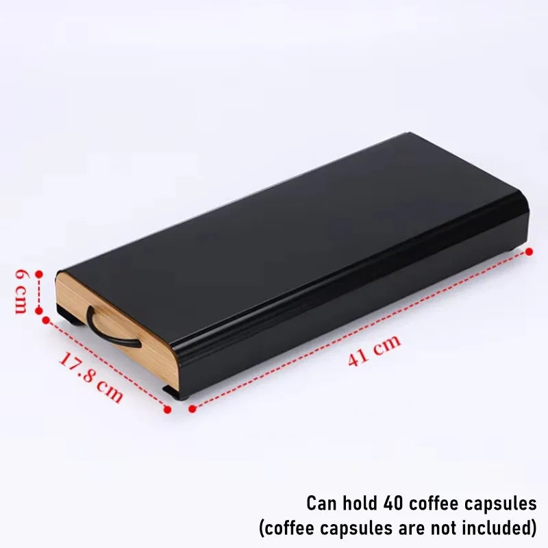 40 Pods Coffee Capsule Organizer Storage Stand Metal Coffee Drawers Capsules Holder For Nespresso Coffee Capsule Drawer