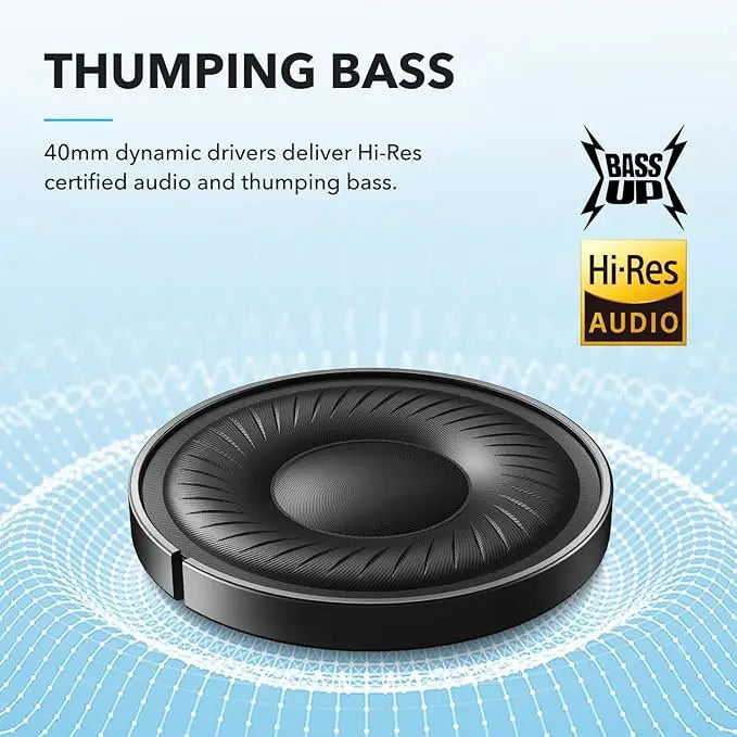 Hybrid ANC Headphones - Wireless Over-Ear BT - 40H Long ANC Playtime - Hi-Res Audio - Big Bass - Customize via an App - Transparency Mode (Refurbished)