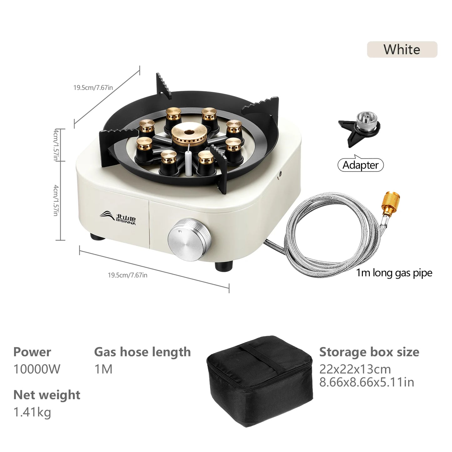 Portable Camping Gas Stove 10000W High Firepower Strong Fire Burner for Outdoor Trips Barbecue Picnic Hiking