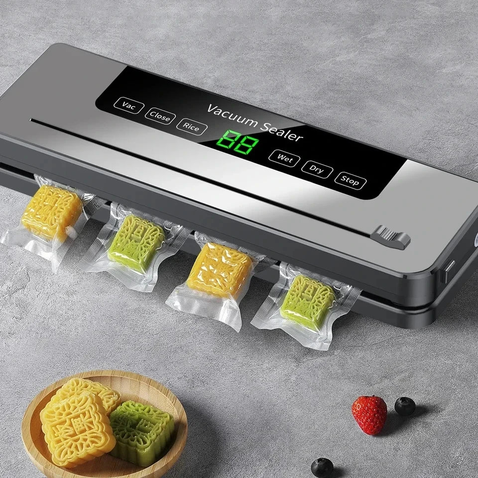 Electric Vacuum Sealer Food Storage Seal Touch Button Dry/Wet Built-in Cutter Kitchen Food Sealing Vacuum Packaging Machine