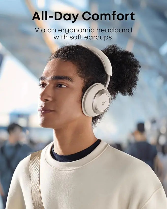 Soundcore Space One Pro by Anker - Adaptive ANC Headphones Driven by 6 Mics - Super Foldable Design - 60H Lossless Audio - Ultra-Fast Charging - Hi-Res Wireless Audio (Refurbished)