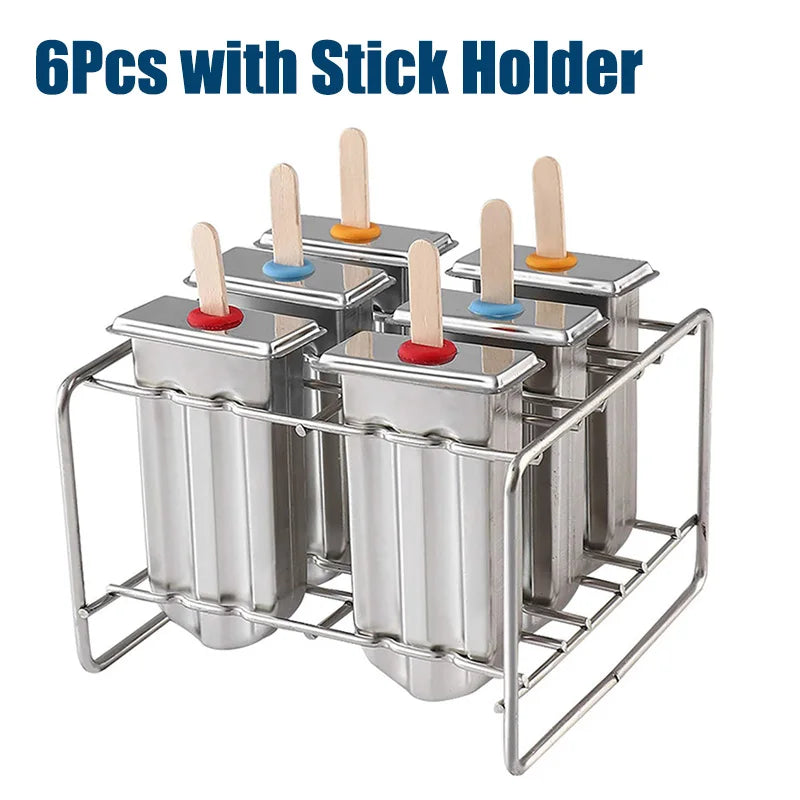 Stainless Steel Popsicle Maker Homemade Ice Cream Mold with Popsicle Holder